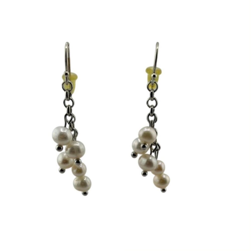 New Handcrafted Artisan Freshwater Pearl  Sterling Silver Dangle Earrings